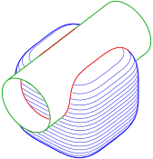 Intersection of 
  
    
      
        
          x
          
            4
          
        
        +
        
          y
          
            4
          
        
        +
        
          z
          
            4
          
        
        =
        1
      
    
    {\displaystyle x^{4}+y^{4}+z^{4}=1}
  
 with cylinder: one part