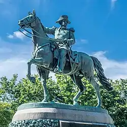 A color photograph of an equestrian statue