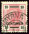 10 centimes (issue 1906) cancelled at Smyrna in Turkey