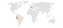 Map indicating locations of Italy and Peru