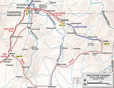 Map of the movements between Iuka and Corinth