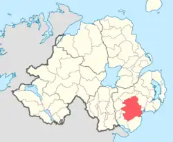 Location of Iveagh Upper, Lower Half, County Down, Northern Ireland.