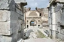 Ruins of stone walls.