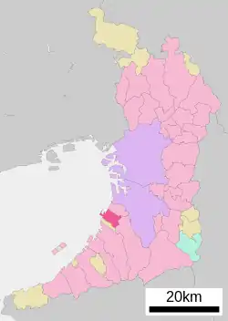 Location of Izumiōtsu in Osaka Prefecture