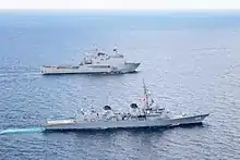 JS Ariake with the Spanish landing ship dock Castilla in 2021