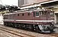 JR East EF64 1001 in brown with white stripe at Takasaki Station in April 2007