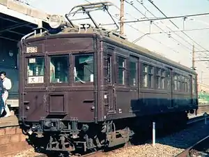 A KuMoHa 12 car on the Ōkawa Branch Line in 1992