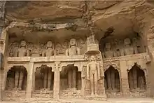 Rock cut Tirthankara statues at Gopachal Hill, Gwalior