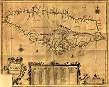 English map of Jamaica from the 1670s