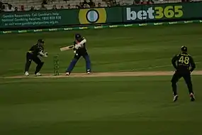 Janith Liyanage batting in his debut innings vs Australia at the MCG