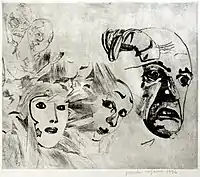 Clowns, drypoint (1996)