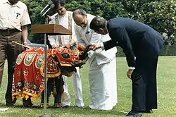 Image 11President J. R. Jayewardene gifting Jayathu, a baby elephant to US President Ronald Reagan in 1984 (from Sri Lanka)