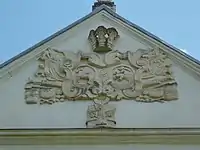 Ciołek and Czartoryski crests (Poniatowski maternal line) on Palace portal