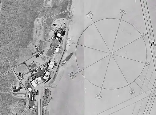 Image 24The world's largest compass rose, drawn on the desert floor at Edwards Air Force Base in California, United States. Painted on the playa near Dryden Flight Research Center, it is inclined to magnetic north and is used by pilots for calibrating heading indicators. (Credit: NASA.) (from Portal:Earth sciences/Selected pictures)