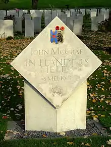 The monument commemorating In Flanders Fields, written by John McCrae at Essex Farm in May 1915