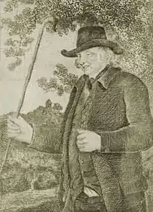 Image 16John Metcalf, also known as Blind Jack of Knaresborough. Drawn by J R Smith in The Life of John Metcalf published 1801. (from History of road transport)