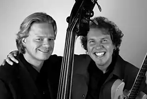 Harald Johnsen and Frode Barth at photoshoot for their record Blue Spheres.