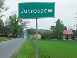 Street and road sign of Jutroszew