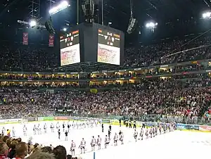 Lanxess Arena in 2008 during an ice hockey game