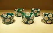 Five small glazed pottery bowls