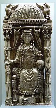 Diptych Leaf with a Byzantine Empress; 6th century; ivory with traces of gilding and leaf; height: 26.5 cm; Kunsthistorisches Museum (Vienna, Austria)