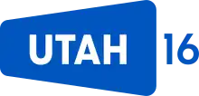 The word "Utah" in an angled rectangle with 16 off to the right.