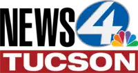 The word NEWS in a compressed sans serif in black, next to a tilted blue oval containing a white 4 and partially overlapped by a small NBC peacock. Underneath both is a red box containing the word TUCSON in white in a sans serif.