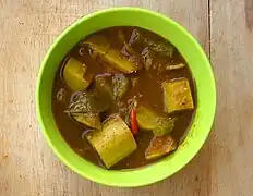 Kaeng tai pla with Thai eggplants and bamboo shoots