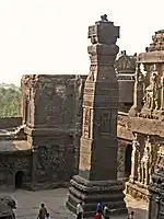 Stone carved pillar at Kailasa Temple, Ellora