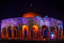 Kalna Ras Manch, Illuminated at Night