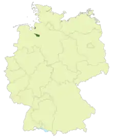 Map of Germany:Position of Bremen highlighted