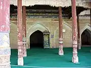 Wooden beams in the mausoleum's interior