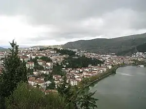 The city of Kastoria, on the shores of the Lake of Kastoria