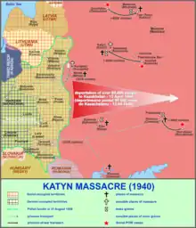 Map of the sites related to the Katyn massacre