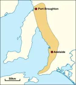  Area to the east of Gulf St Vincent highlighted