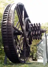 Reconstruction of a reversible water wheel, with a 9.5 metre diameter, in Clausthal-Zellerfeld