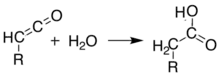 Hydration reaction of a ketene, yielding carboxylic acid