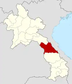 Map showing location of Khammouane province in Laos