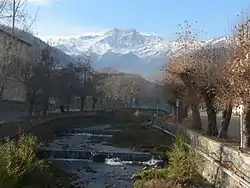 Khustup mountain from Kapan city and Vachagan river