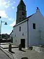 A view of the old 1830s fire station in the 'Jougs'. The doors to the right of the stone pillars.