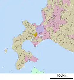 Location of Kimobetsu in Hokkaido (Shiribeshi Subprefecture)