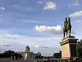 Equestrian statue of King Chulalongkorn and Royal Plaza in front of Ananta Samakhom Throne Hall