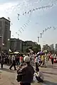 Vendors selling kite trains in Shanghai