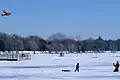 Winter playing on the ice.