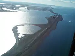 Aerial view of Kivalina, Alaska from the northwest.