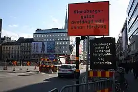 Bus lanes on Klarabergsgatan under renovation.