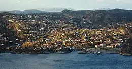 View of the village as seen from Bergen