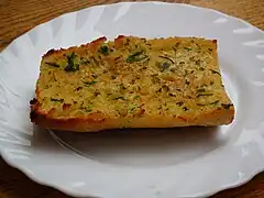 A slice of garlic bread