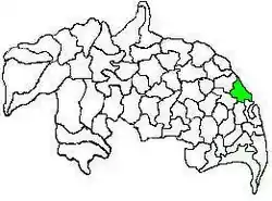 Mandal map of Guntur district showing  Kollipara mandal (in green)