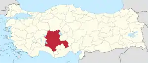 Location of the province within Turkey